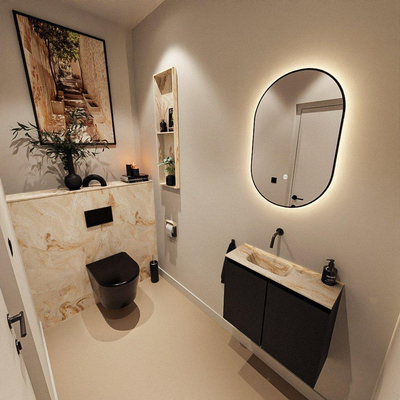MONDIAZ TURE-DLUX 60cm toiletmeubel Urban. EDEN wastafel Frappe positie links. Zonder kraangat.