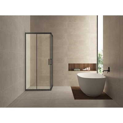 Wiesbaden Skyline cabine d'angle à entrée d'angle avec 2 portes coulissantes 1000 x 1000 x 2000 x 8 mm verre clair nano/noir mat