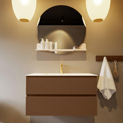 Mondiaz VICA-DLUX Ensemble de meuble de salle de bain - 90cm - meuble sous-vasque reposant - 2 tiroirs - lavabo encastrée cloud milieu - 1 trou de robinet - version haute de 60cm - ostra