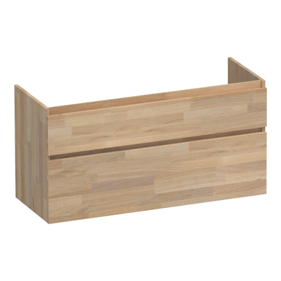 BRAUER Delight wastafelonderkast - 120x46x60cm - 2 softclose lades - greeploos - 2 sifon uitsparingen - massief eiken - vingerlas eiken grijs
