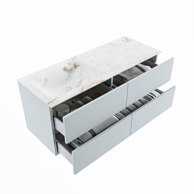 MONDIAZ VICA-DLUX Ensemble meuble de salle de bains - 120cm - meuble bas clay - 4 tiroirs - lavabo encastré cloud gauche - 1 trou de robinet - version haute 60cm - frape