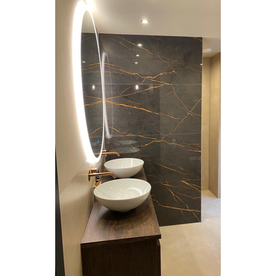 ÉCHANTILLON Terravito Dapuro carreau mural et de sol - 60x120cm - rectifié - aspect pierre naturelle - Laurent polished poli (anthracite)