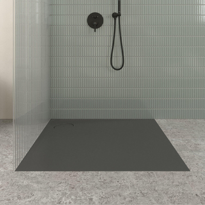 Villeroy & Boch Ecora douchebak - 100x100x3.5cm - hoekafvoer - anthracite (antraciet)