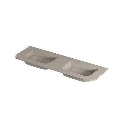 INK Fora Wastafel - 140x45x1.7cm - dubbele wasbak - zonder kraangaten - afgeronde hoeken - porselein - mat creme cotton