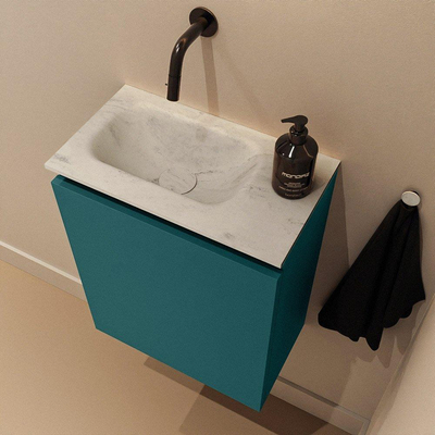 MONDIAZ TURE-DLUX Meuble de toilette 40 cm Smag. EDEN lavabo Opalo position gauche. Sans trou de robinet.