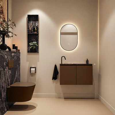 MONDIAZ TURE-DLUX 80cm toiletmeubel Rust. EDEN wastafel Lava positie links. Met 1 kraangat.