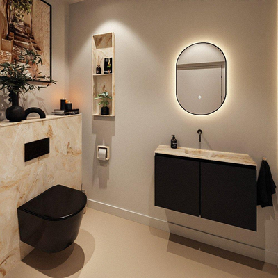 MONDIAZ TURE-DLUX Meuble de toilettes 80 cm Urban. Lavabo EDEN Frappe position milieu. Sans trou de robinet.