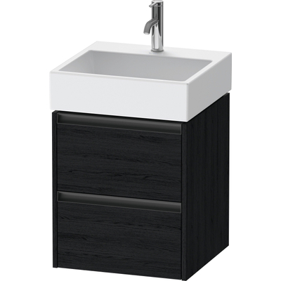 Duravit Ketho.2 Wastafelonderbouwkast - met 2 laden - 48.4x46x54.9cm - met grepen antraciet - eiken zwart mat