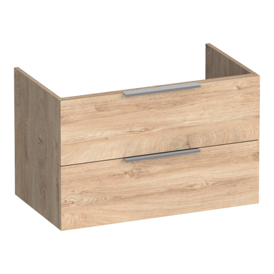 BRAUER Elevate meuble sous-lavabo 80 sans poignées rapportées 2 tiroirs à fermeture en douceur et 1 découpe pour siphon - Forest Wheat