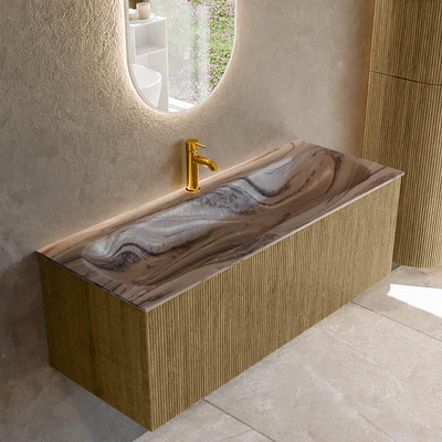 MONDIAZ KURVE-DLUX 120cm badmeubel kleur Dusk met 1 lade en 0 deuren. Wastafel BIG LARGE Midden 1 kraangat Sombra.