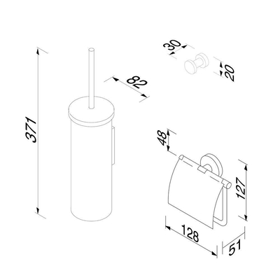 Geesa Nemox Toiletaccessoireset - Toiletborstel met houder - Toiletrolhouder met klep - Handdoekhaak - RVS geborsteld