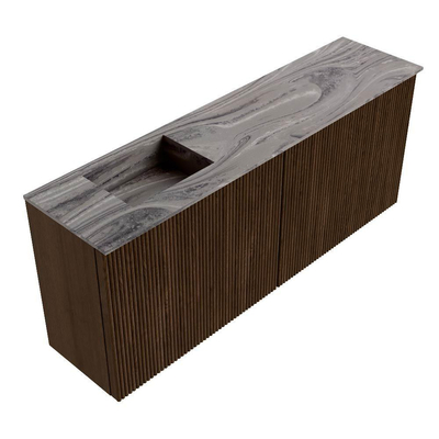 Mondiaz JOYA-DLUX 100cm toiletmeubel - kleur Walnut - Wastafel FAYE positie Links Zonder kraangat kleur Sombra.