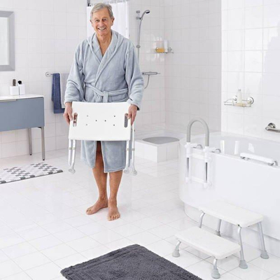 Ridder sam tabouret de salle de bain 31x50x47cm hauteur réglable aluminium blanc