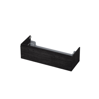 INK Wastafelonderkast - 120x45x35cm - 1 lade - greeploos - met houten keerlijst - MFC - Houtskool eiken