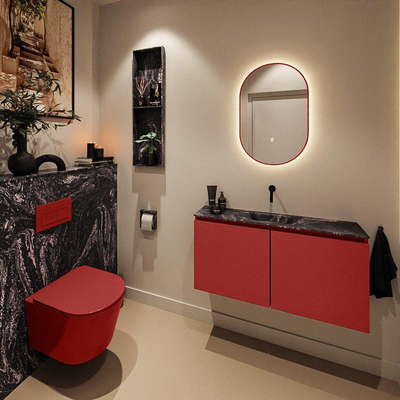MONDIAZ TURE-DLUX 100cm toiletmeubel Fire. EDEN wastafel Lava positie midden. Zonder kraangat.