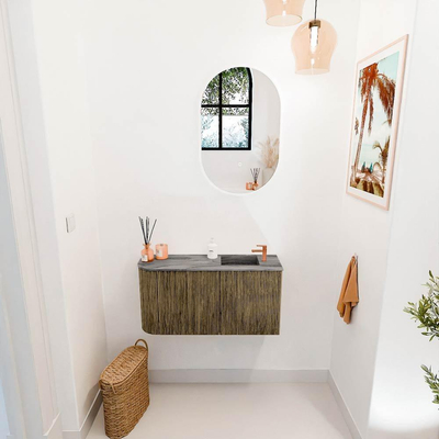 Mondiaz JOYA-DLUX 81.6cm toiletmeubel - ronding links kleur Dusk - Wastafel FAYE positie Rechts 1 kraangat kleur Sombra.