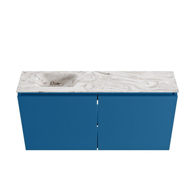 MONDIAZ TURE-DLUX 100cm toiletmeubel Jeans. EDEN wastafel Glace positie links. Met 1 kraangat.