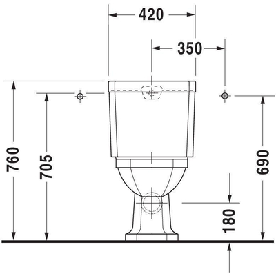 Duravit Serie 1930 staand toilet 38x39x65cm duoblok zonder reservoir diepspoel PK wit