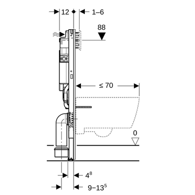 Geberit Duofix inb.reservoir wandcloset 97cm sigma 12cm