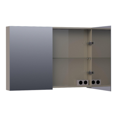 BRAUER Plain Spiegelkast - 100x70x15cm - 2 links/rechtsdraaiende spiegeldeuren - MDF - hoogglans taupe