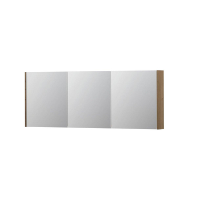 INK SPK1 Spiegelkast - 160x14x60cm - 3 deuren - dubbelzijdige Spiegel - schakelaar en stopcontact - MDF Fineer Ash grey