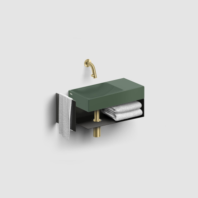 Clou Vale Open Kast - 46x19x18.5cm - rechts - met handdoekhouder - zwart