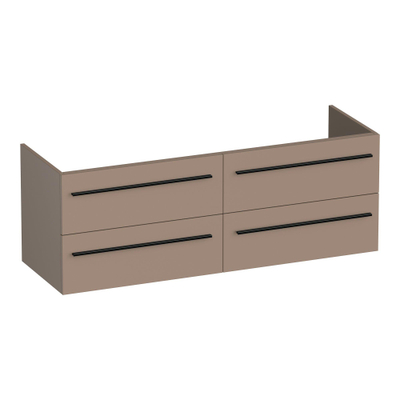 BRAUER Trust meuble sous-lavabo 140 sans poignées rapportées 4 tiroirs à fermeture douce et 2 découpes pour siphon - moka mat