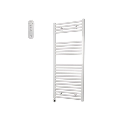 Sanicare HVS Elektrische Radiator - 111.8x60cm - 730W - met afstandsbediening - thermostaat - wit - linksonder - wit