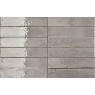 SAMPLE Ceramic-Apolo Raku Wandtegel - 6X27cm - 7,7mm - Rechthoek - Grey Glans