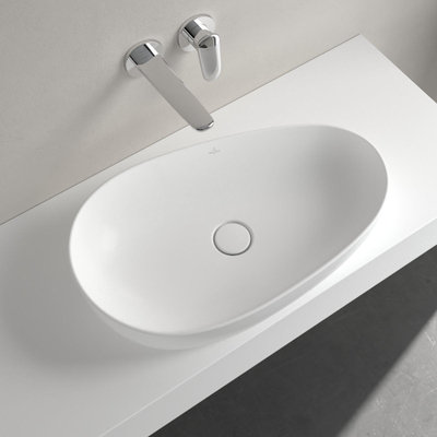 Villeroy & Boch Antao Waskom - 65x40x14.6cm asymmetrisch - zonder overloop - Stone White (mat wit)