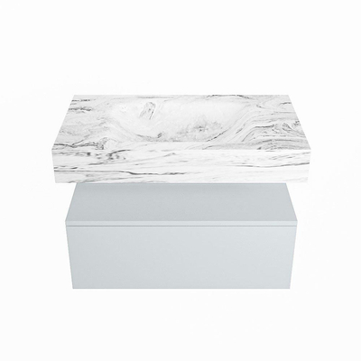 Mondiaz ALAN-DLUX Ensemble de meuble - 80cm - meuble Clay mat - 1 tiroir - Lavabo Cloud Glace suspendu - vasque Centre - 1 trou de robinet