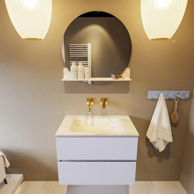 Mondiaz VICA-DLUX ensemble de meuble de salle de bain - 70cm - meuble sous-vasque cale - 2 tiroirs - lavabo encastrée cloud milieu - sans trous de robinet - version haute de 60cm - ostra