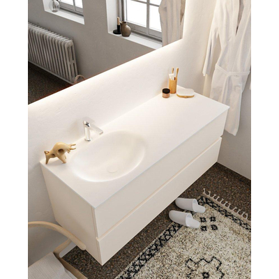 Mondiaz VICA ensemble de meuble de salle de bain - 120cm - meuble sous-vasque lin - 2 tiroirs - lavabo lune gauche - 1 trou de robinet - miroir LED - version XL 60cm de haut