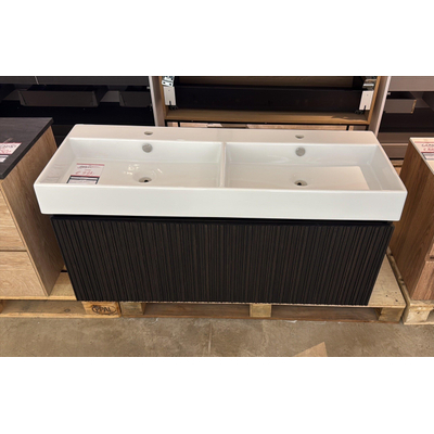 Saniclass Holz Base Badkameronderkast - 120cm - 1 lade - greeploos - donker eiken OUTLETSTORE