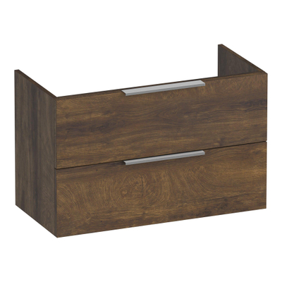 BRAUER Elevate meuble sous-lavabo peu profond 80 sans poignées de tirage 2 tiroirs softclose et 1 découpe pour siphon - Grove