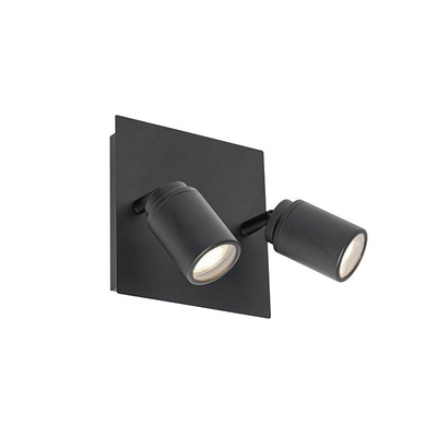 QAZQA Ducha badkamer plafondlamp - 17x17cm - 2 spots - IP44 - vierkant - mat zwart