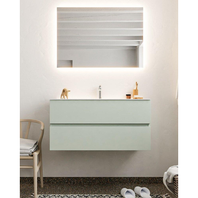 Mondiaz VICA ensemble de meuble de salle de bain - 100cm - meuble sous vasque greey - 2 tiroirs - lavabo cloud milieu - 1 trou de robinet - miroir LED - version XL 60cm haut