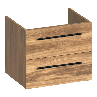 BRAUER Trust Meuble sous-vasque 60 sans poignées rapportées 2 tiroirs softclose et 1 découpe pour siphon - Honey