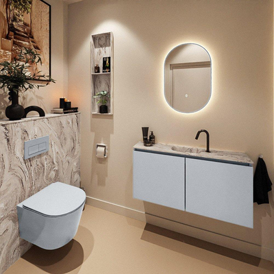 MONDIAZ TURE-DLUX 100cm toiletmeubel Clay. EDEN wastafel Glace positie midden. Met 1 kraangat.
