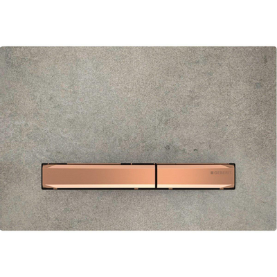 Plaque de commande Geberit Sigma50 - chasse d'eau à 2 boutons - carré - rouge doré/effet béton