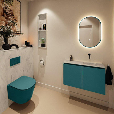 MONDIAZ TURE-DLUX Meuble toilette - 80cm - Smag - EDEN - vasque Opalo - position droite - sans trou de robinet