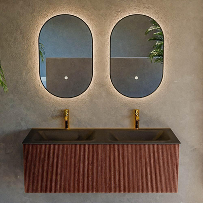Mondiaz KURVE Badkamermeubelset - 120x46x40cm - 1 lade - wastafel solid surface - dubbel - 2 kraangaten - Ruby