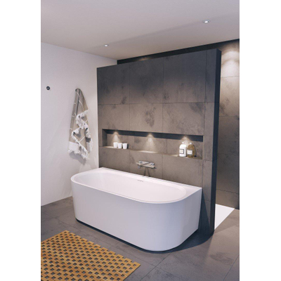 Baignoire Riho Desire semi-îlot semi-îlot avec trop-plein 180x84cm avec siphon brillant blanc