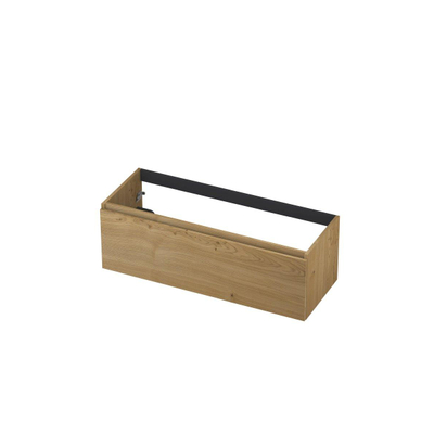 INK Wastafelonderkast - 120x45x40cm - 1 lade - greeploos - met houten keerlijst - MDF - Natur