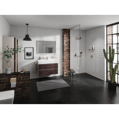 Hansgrohe Xevolos E Armoire haute - 176x40x37cm - 2 portes - façade dark oak - push to open - charnière à droite - sand matt beige