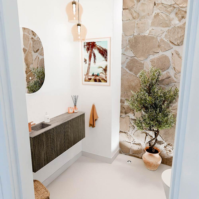 Mondiaz JOYA-DLUX 100cm toiletmeubel - kleur Shadow - Wastafel FAYE positie Links 1 kraangat kleur Oza.