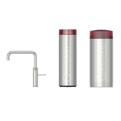 Quooker Fusion Square kokendwaterkraan - draaibare uitloop - Combi incl. Cube reservoir - Warm / kokend / bruisend / gefilterd water - RVS
