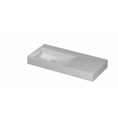 INK United wastafel - 100x45x11cm porselein links zonder kraangat incl. porseleinen click plug en verborgen overloop systeem - glans wit