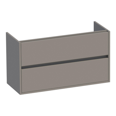 BRAUER Adore wastafelonderkast ondiep - 100x39x55cm - 2 softclose lades - greeploos - 1 sifon uitsparing - mat taupe