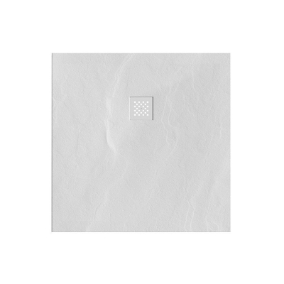 BRAUER Relievo Crag Douchebak - 100x100cm - antislip - antibacterieel - mineraalmarmer - mat wit
